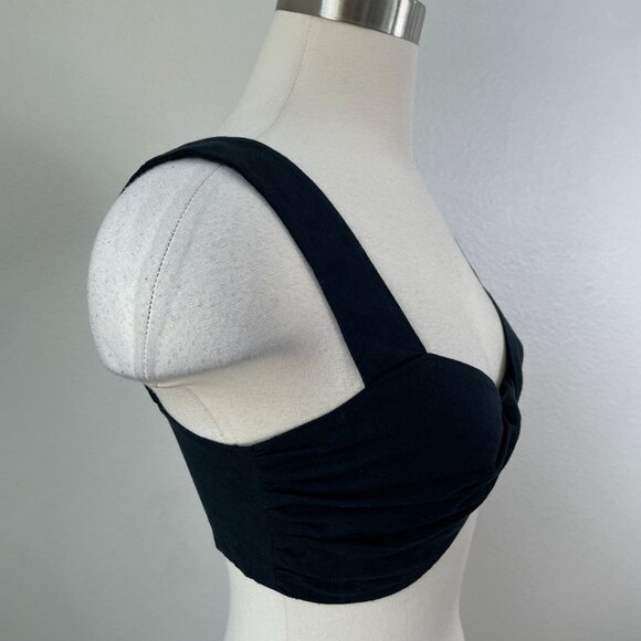 NEW L'agence Womens 2 Black Cropped Twist Front Tank Top - Picture 5 of 9